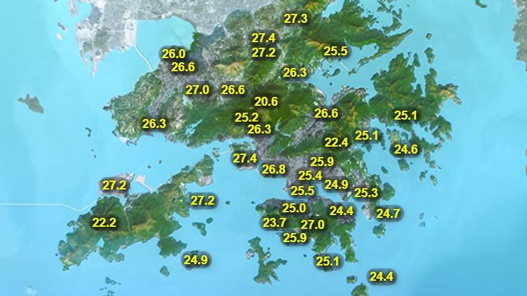 本港地區今日天氣預測部分時間有陽光,有幾陣驟雨,初時局部地區有薄霧。日間炎熱,市區最高氣溫約30度,新界再高一兩度。(香港天文台)