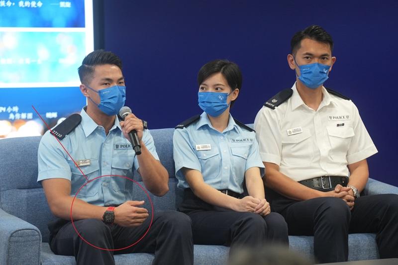 一名「警募大使」早前出席記者會時,被網民指疑戴「Richard Mille」名錶。(資料圖片)