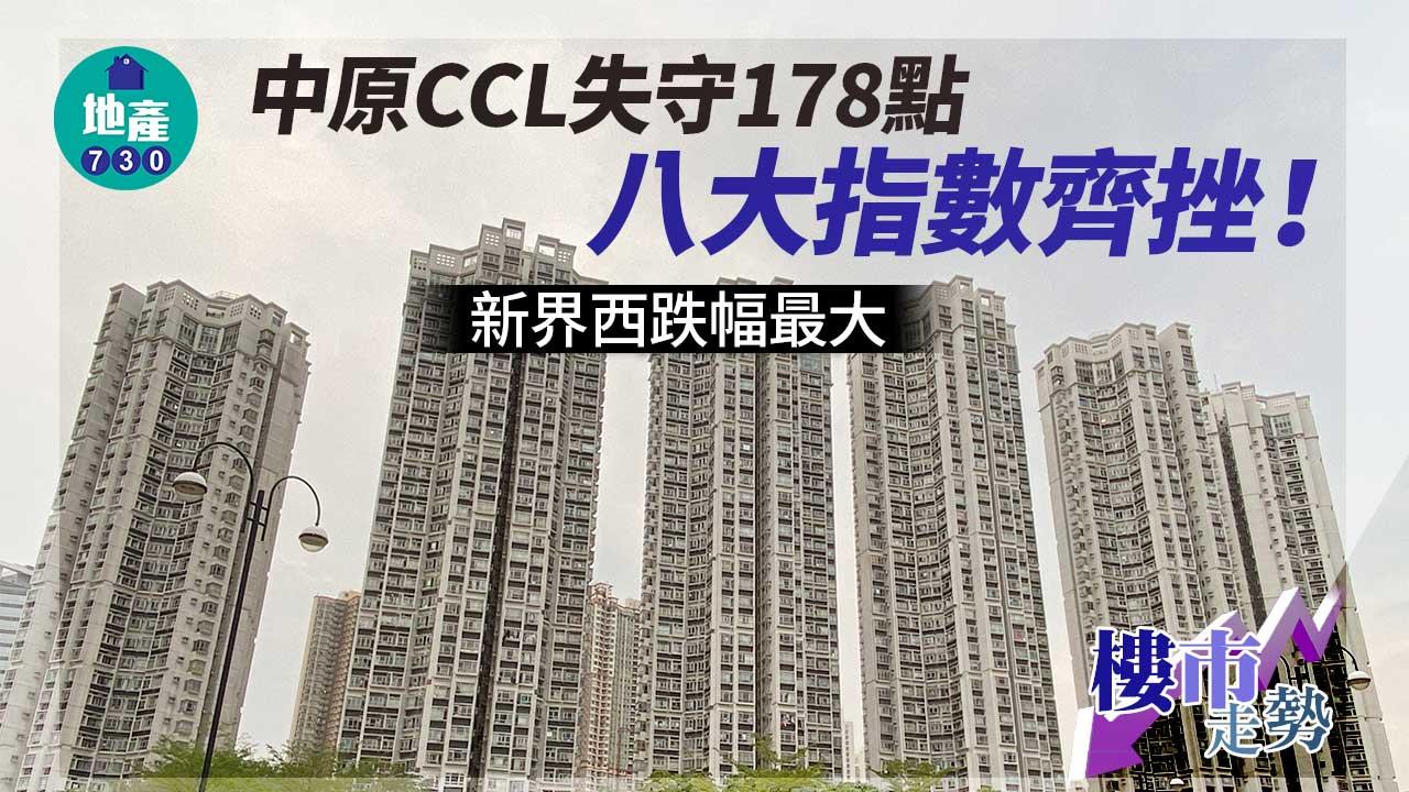 樓價走勢|中原CCL失守178點 八大指數齊挫 新界西跌幅最大