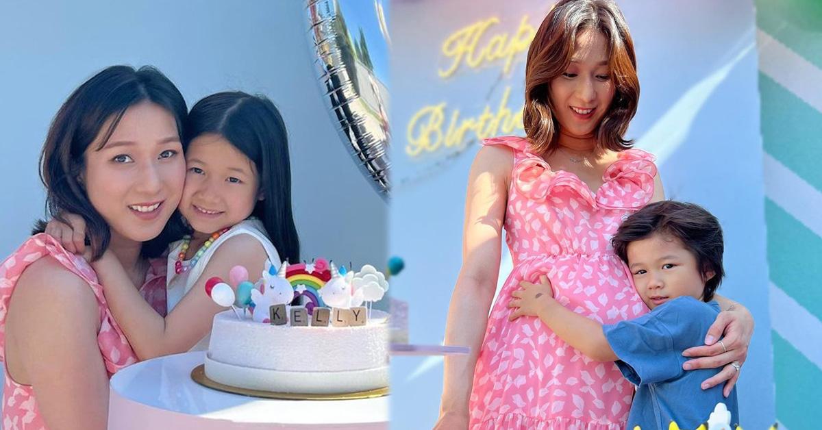 鍾嘉欣提早為一對仔女慶祝生日。