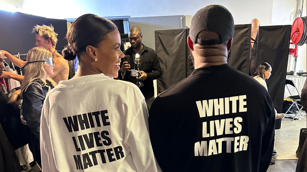 Ye(右)穿上White Lives Matter上衣惹來白人抨擊。