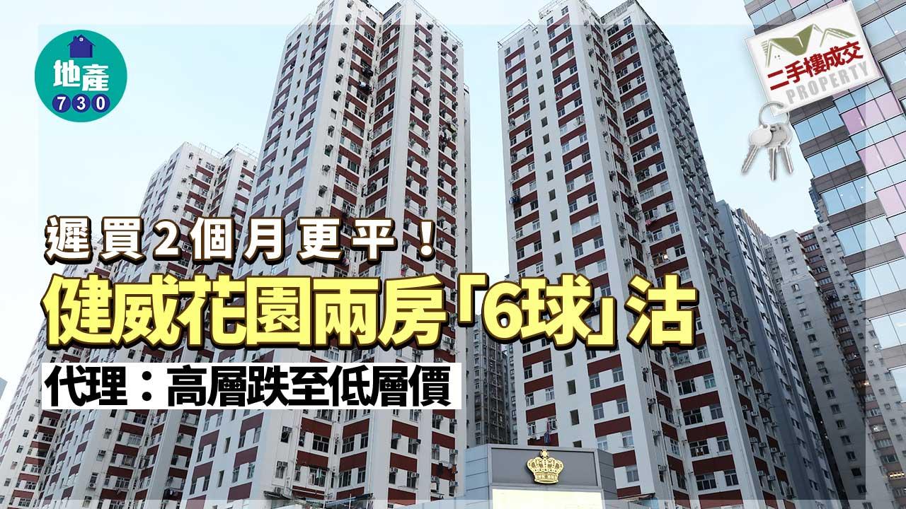 遲買2個月更平!健威花園兩房「6球」沽 代理:高層跌至低層價