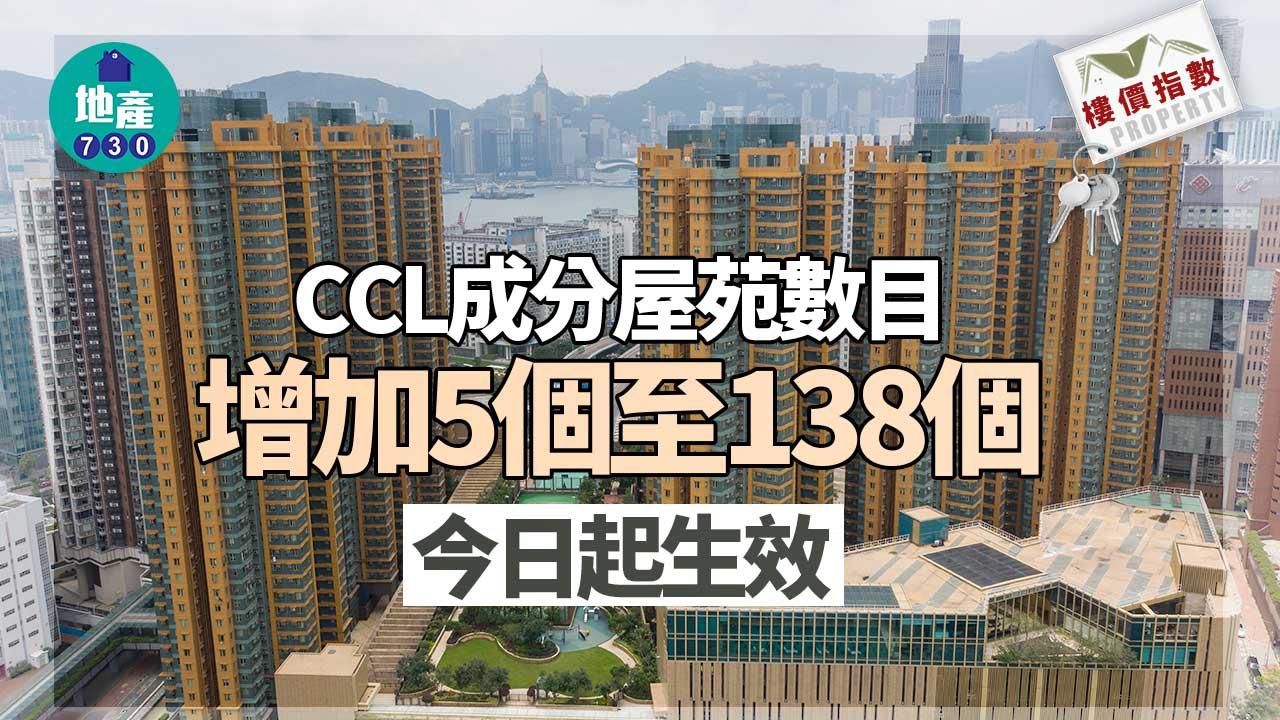 樓價指數|CCL成分屋苑數目增加5個至138個 今日起生效