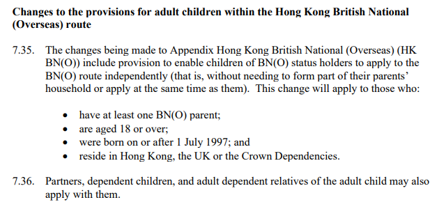 97後出生的港人,只須父母任何一方持BNO,現可獨立申請BNO移民英國。