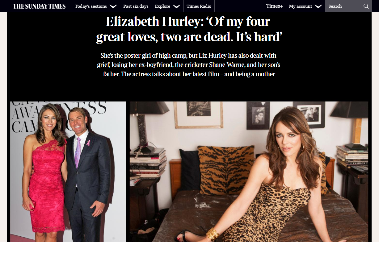 英國《泰晤士報》在伊莉莎伯凱莉專訪中問及傳聞。(互聯網)