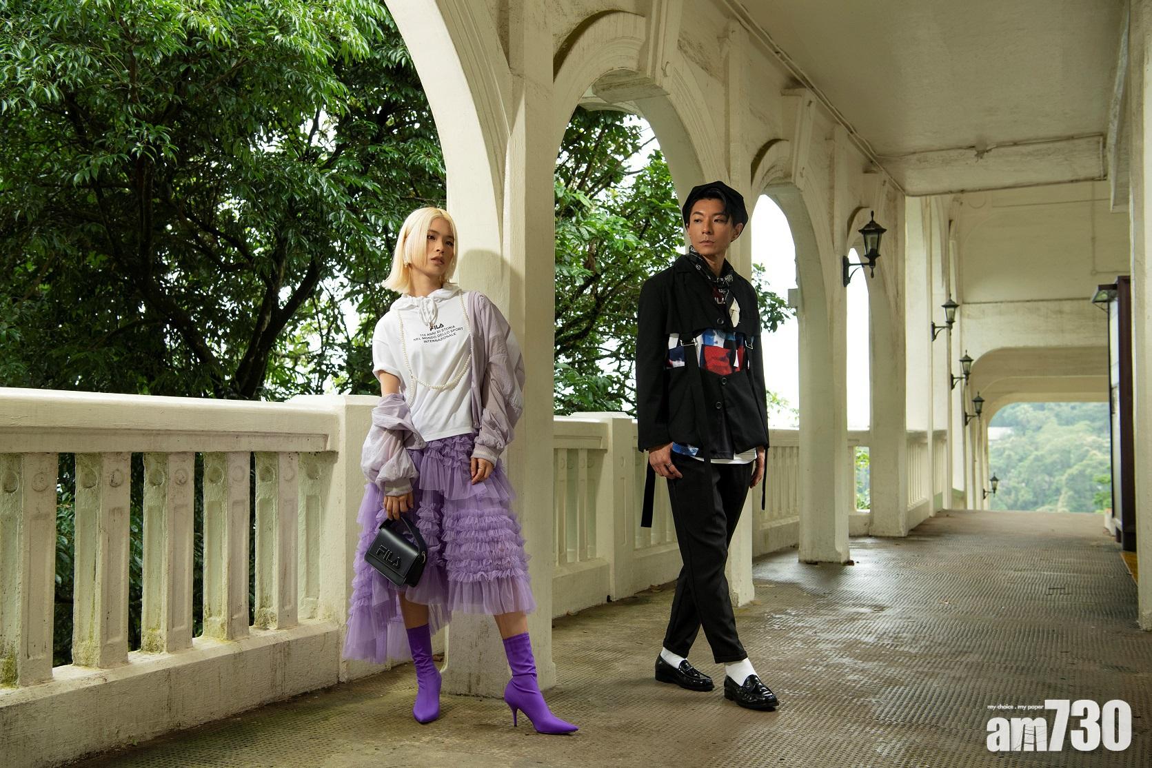 周國賢和王嘉儀為服裝品牌拍攝廣告。