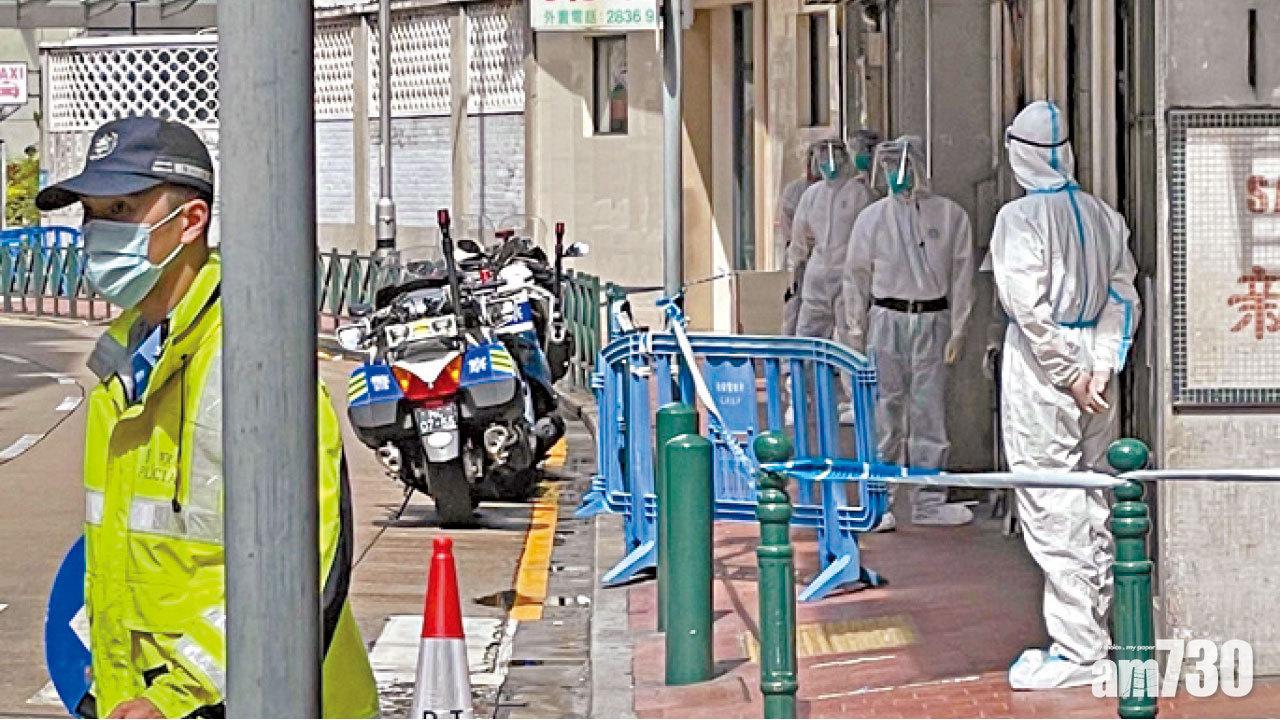 澳門確診家庭居住大廈封閉。(中新社)