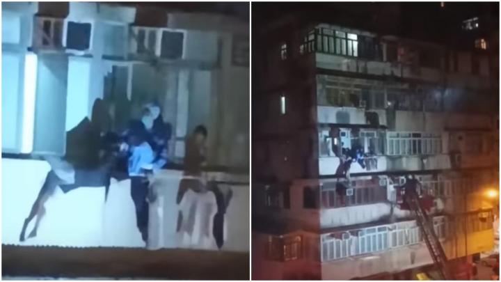 男童母親情緒激動，一度企跳。(網上影片截圖)